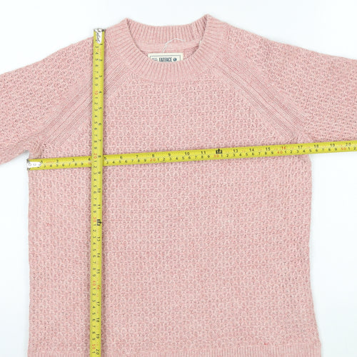 FatFace Women Pink Waffle-Knit Pullover Jumper UK 8