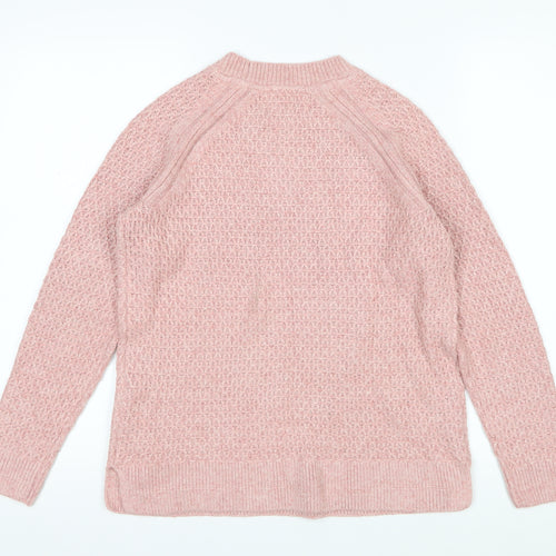 FatFace Women Pink Waffle-Knit Pullover Jumper UK 8