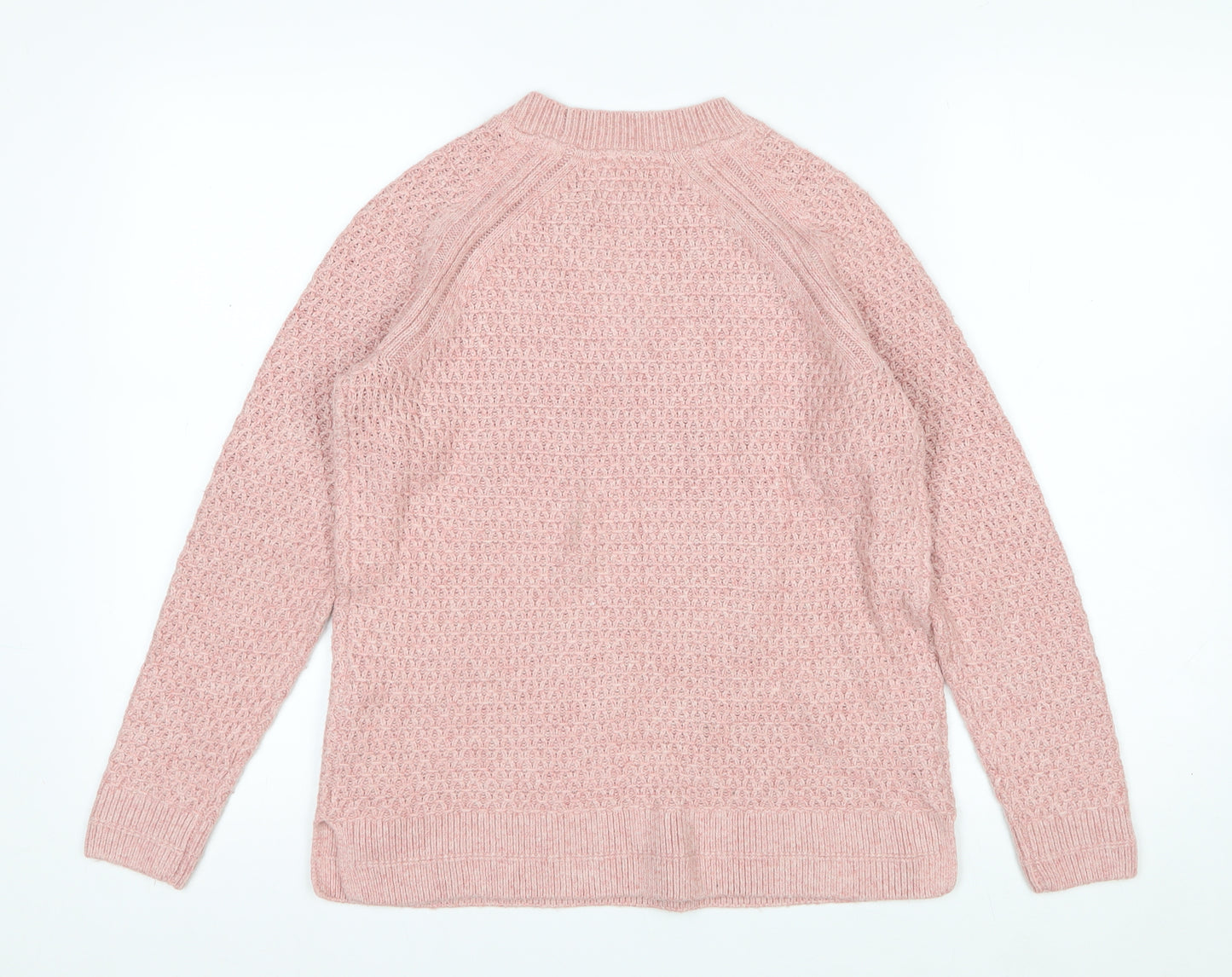 FatFace Women Pink Waffle-Knit Pullover Jumper UK 8