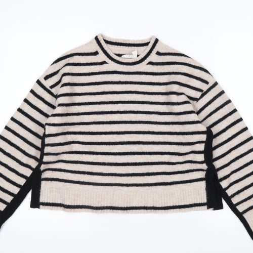 Hush Womens Beige Black Striped Wool Blend Jumper XS