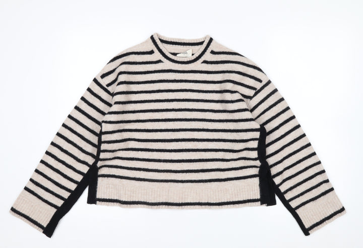 Hush Womens Beige Black Striped Wool Blend Jumper XS