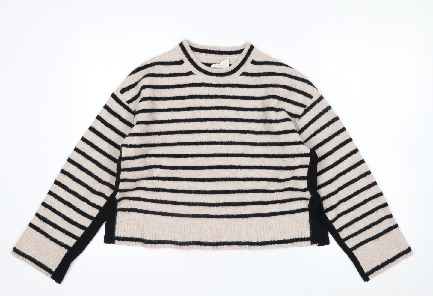 Hush Womens Beige Black Striped Wool Blend Jumper XS
