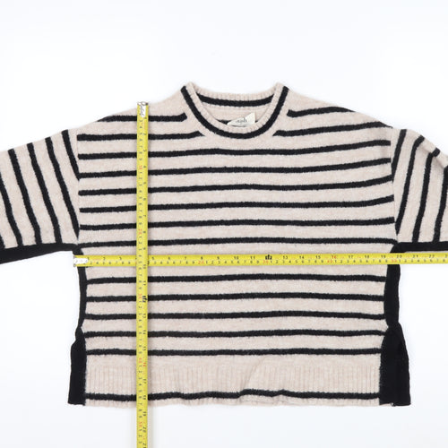 Hush Womens Beige Black Striped Wool Blend Jumper XS