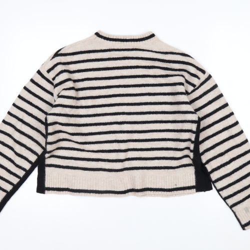 Hush Womens Beige Black Striped Wool Blend Jumper XS