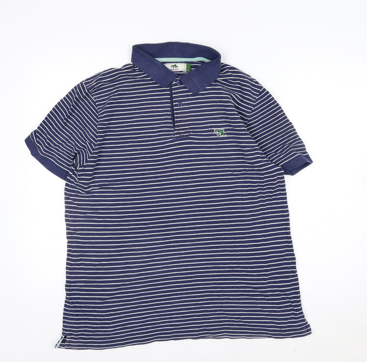 Le Shark Men's Blue Striped Polo Shirt Size L Cotton Casual