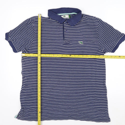 Le Shark Men's Blue Striped Polo Shirt Size L Cotton Casual