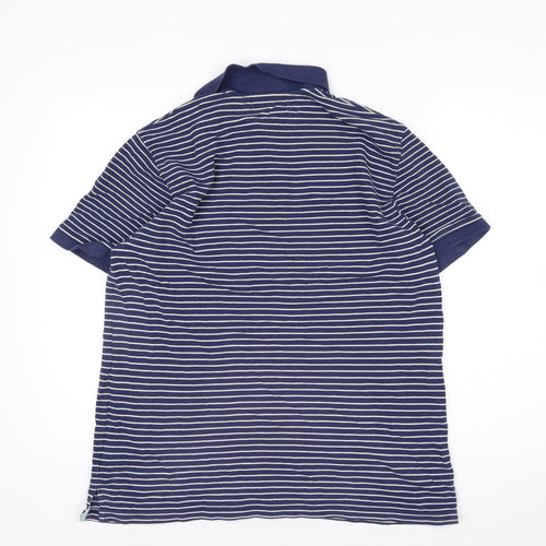 Le Shark Men's Blue Striped Polo Shirt Size L Cotton Casual