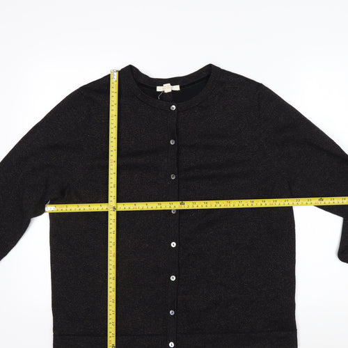 White Stuff Women's Black Glitter Cotton Blend Cardigan Size 18
