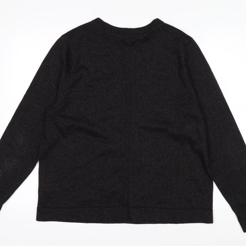 White Stuff Women's Black Glitter Cotton Blend Cardigan Size 18