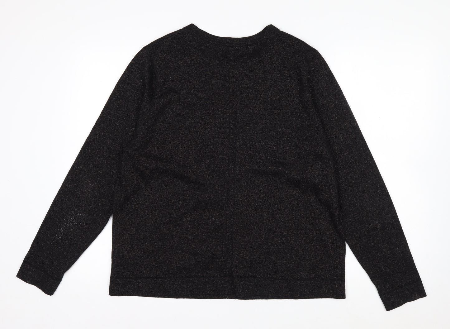 White Stuff Women's Black Glitter Cotton Blend Cardigan Size 18