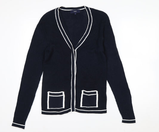 Next Women's Navy Cardigan Size 8 Cotton Blend Knit