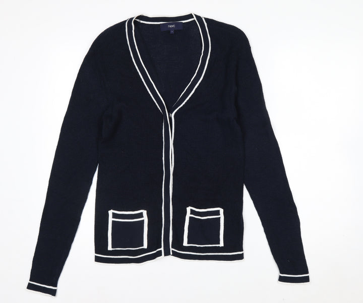 Next Women's Navy Cardigan Size 8 Cotton Blend Knit