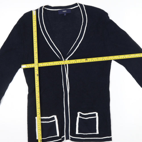 Next Women's Navy Cardigan Size 8 Cotton Blend Knit