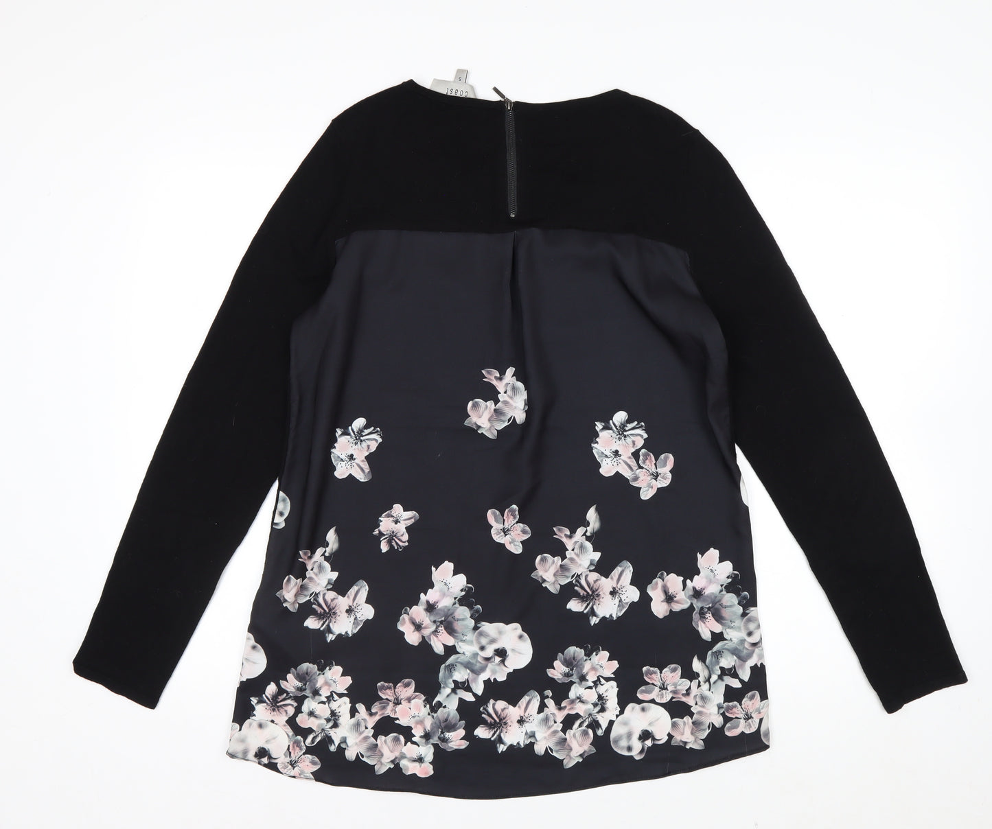 Coast Women Black Floral Hem Pullover Jumper Size S