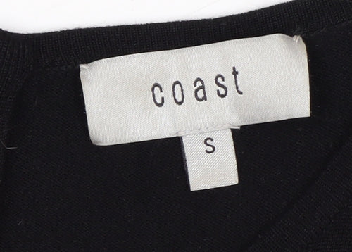 Coast Women Black Floral Hem Pullover Jumper Size S