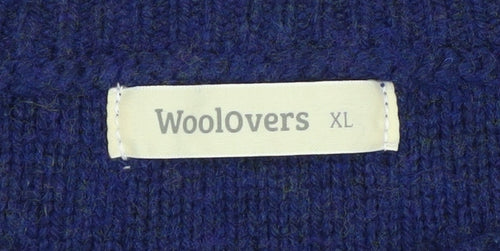 Woolovers Women Blue Floral Embroidered Wool Blend Jumper XL