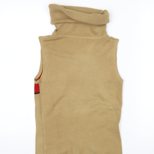 Porte à Porte Women Beige Roll Neck Sleeveless Sequin Jumper S