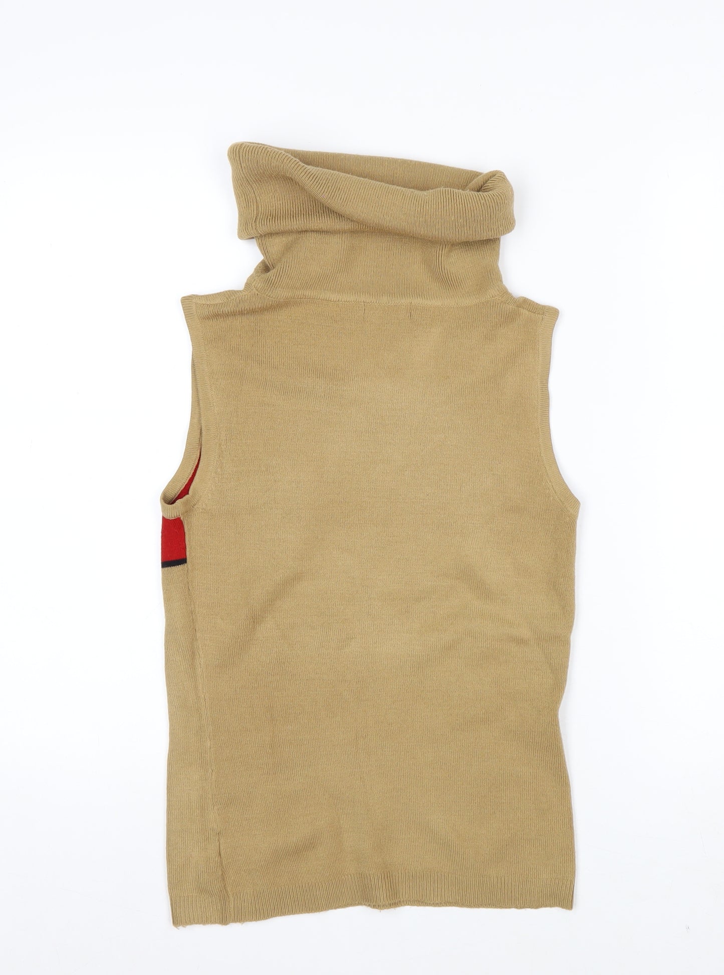 Porte à Porte Women Beige Roll Neck Sleeveless Sequin Jumper S
