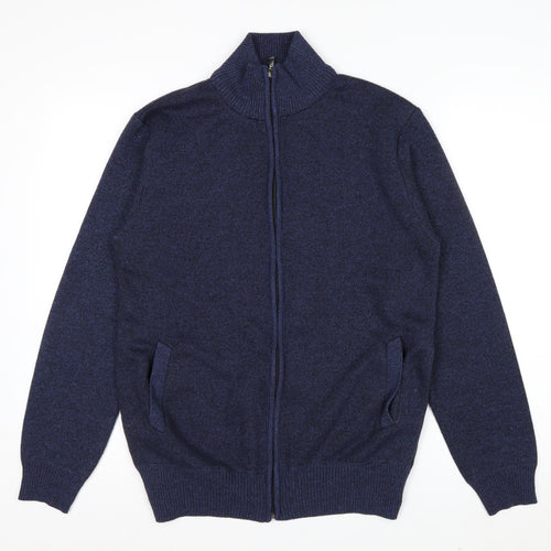 Andrid Men's Blue Wool Blend Full Zip Jumper XL Classic Knit