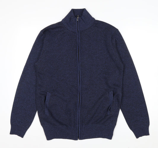 Andrid Men's Blue Wool Blend Full Zip Jumper XL Classic Knit