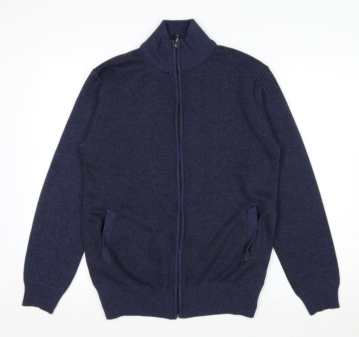 Andrid Men's Blue Wool Blend Full Zip Jumper XL Classic Knit