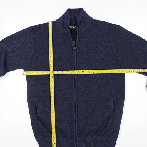 Andrid Men's Blue Wool Blend Full Zip Jumper XL Classic Knit