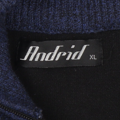 Andrid Men's Blue Wool Blend Full Zip Jumper XL Classic Knit