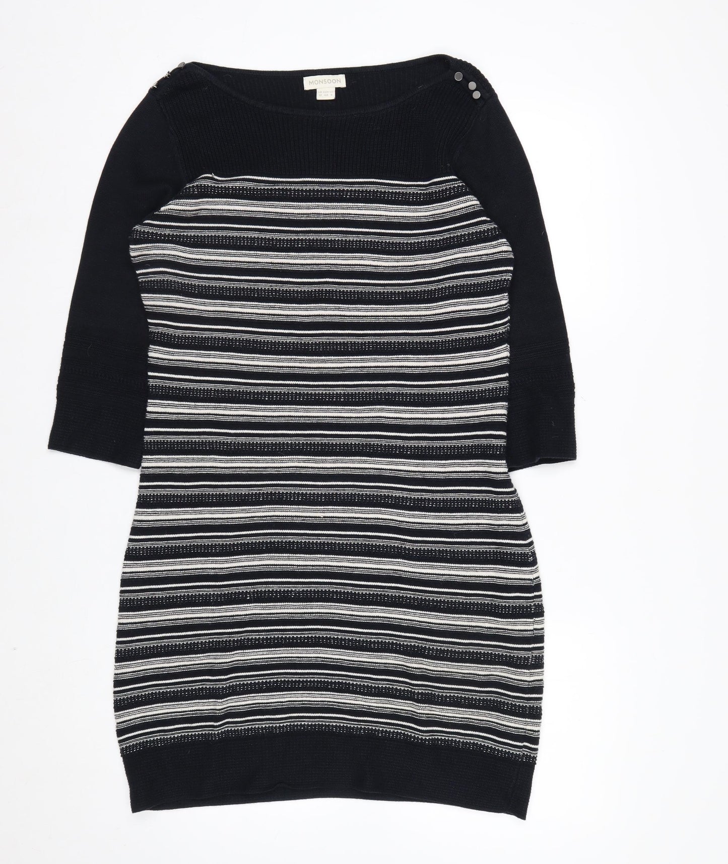 Monsoon Women’s Black Striped Cotton Jumper Dress Size 12