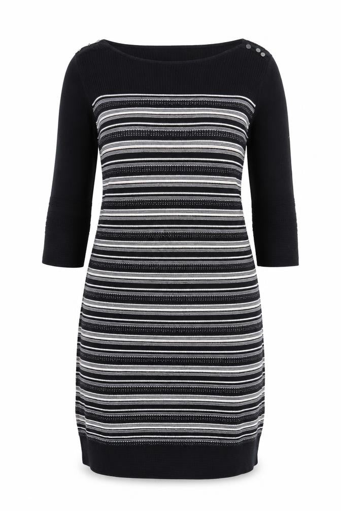 Monsoon Women’s Black Striped Cotton Jumper Dress Size 12