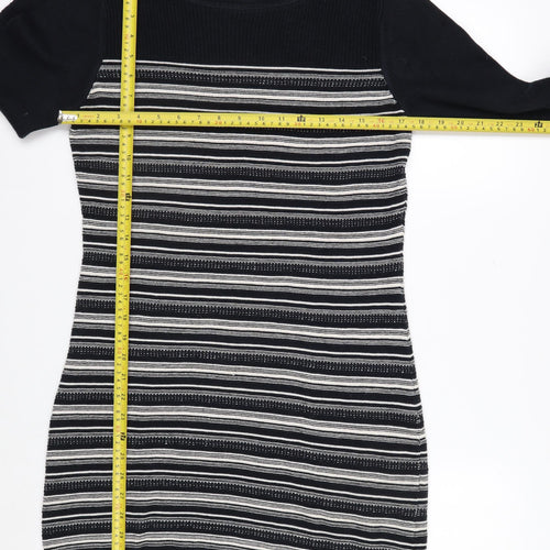 Monsoon Women’s Black Striped Cotton Jumper Dress Size 12