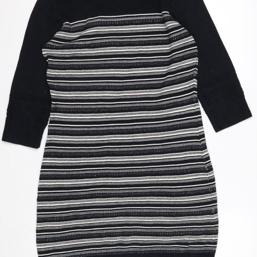 Monsoon Women’s Black Striped Cotton Jumper Dress Size 12