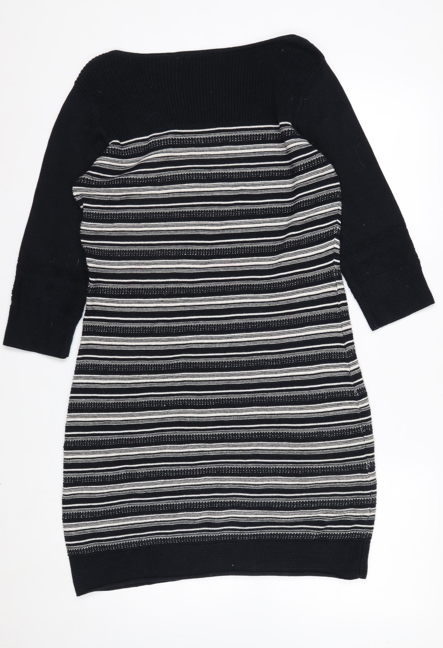 Monsoon Women’s Black Striped Cotton Jumper Dress Size 12