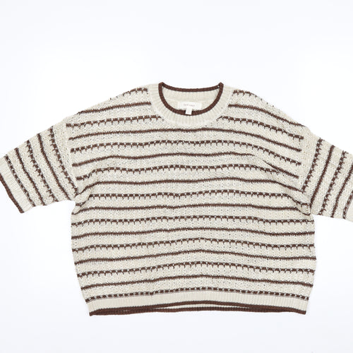 Marks and Spencer Per Una Women’s Beige Striped Knit Jumper L
