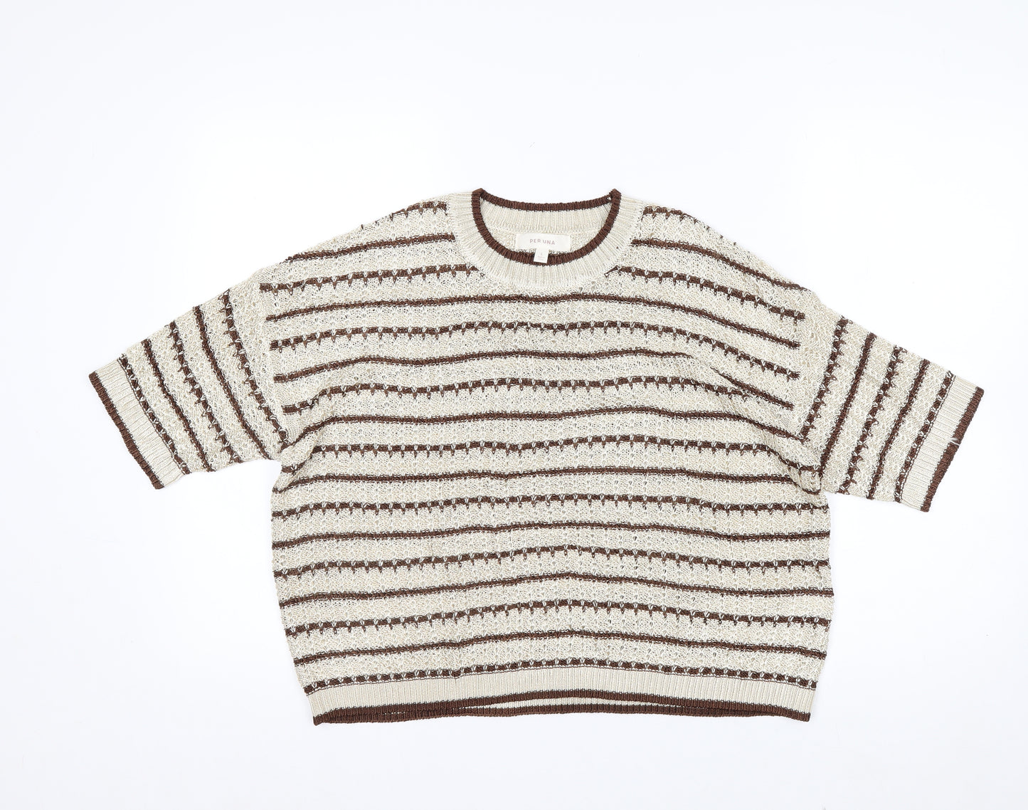 Marks and Spencer Per Una Women’s Beige Striped Knit Jumper L