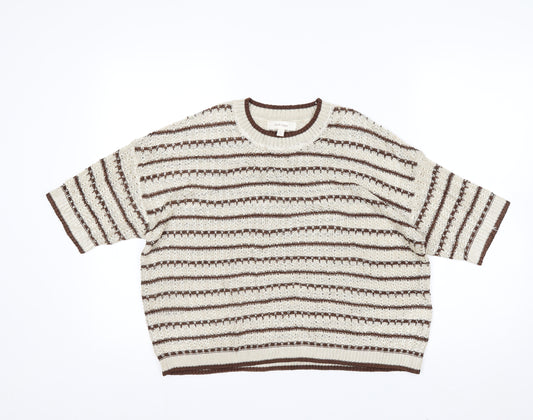 Marks and Spencer Per Una Women’s Beige Striped Knit Jumper L