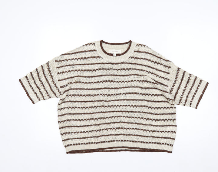 Marks and Spencer Per Una Women’s Beige Striped Knit Jumper L