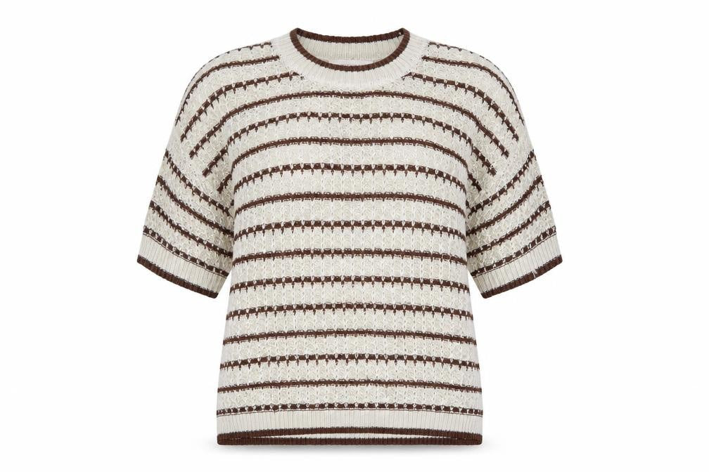 Marks and Spencer Per Una Women’s Beige Striped Knit Jumper L