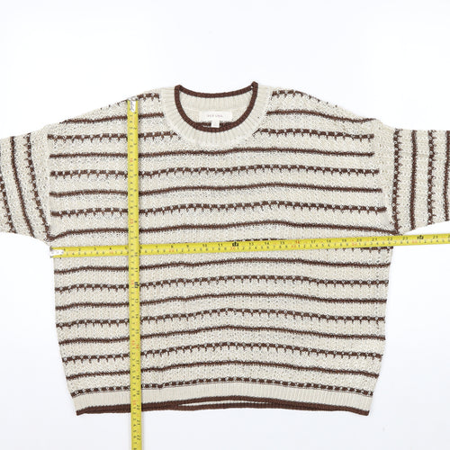 Marks and Spencer Per Una Women’s Beige Striped Knit Jumper L