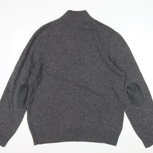 Hackett London Men's Grey Lambswool 1/2 Zip Jumper Size L