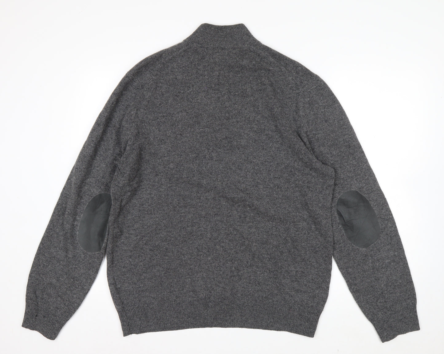 Hackett London Men's Grey Lambswool 1/2 Zip Jumper Size L