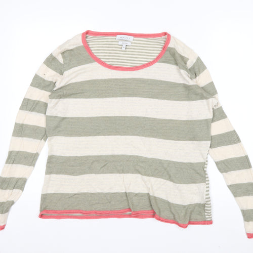 Kew 159 Womens XL Multicoloured Striped Linen Pullover Jumper