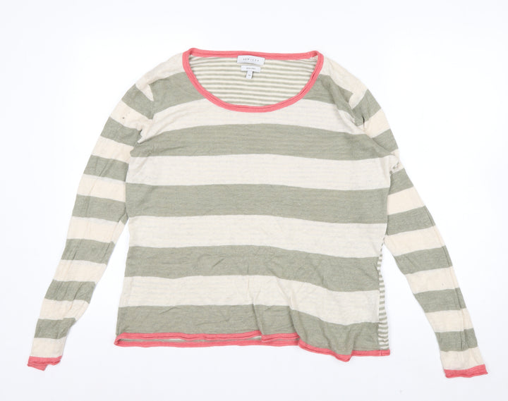 Kew 159 Womens XL Multicoloured Striped Linen Pullover Jumper