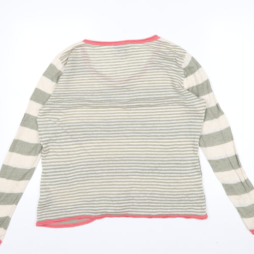 Kew 159 Womens XL Multicoloured Striped Linen Pullover Jumper