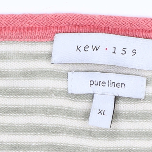 Kew 159 Womens XL Multicoloured Striped Linen Pullover Jumper