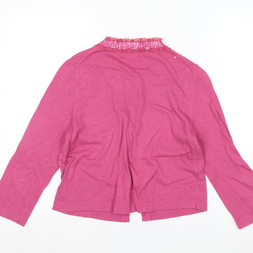 Boden Women’s Pink Sequin Trim Cardigan UK 12 Cotton Blend