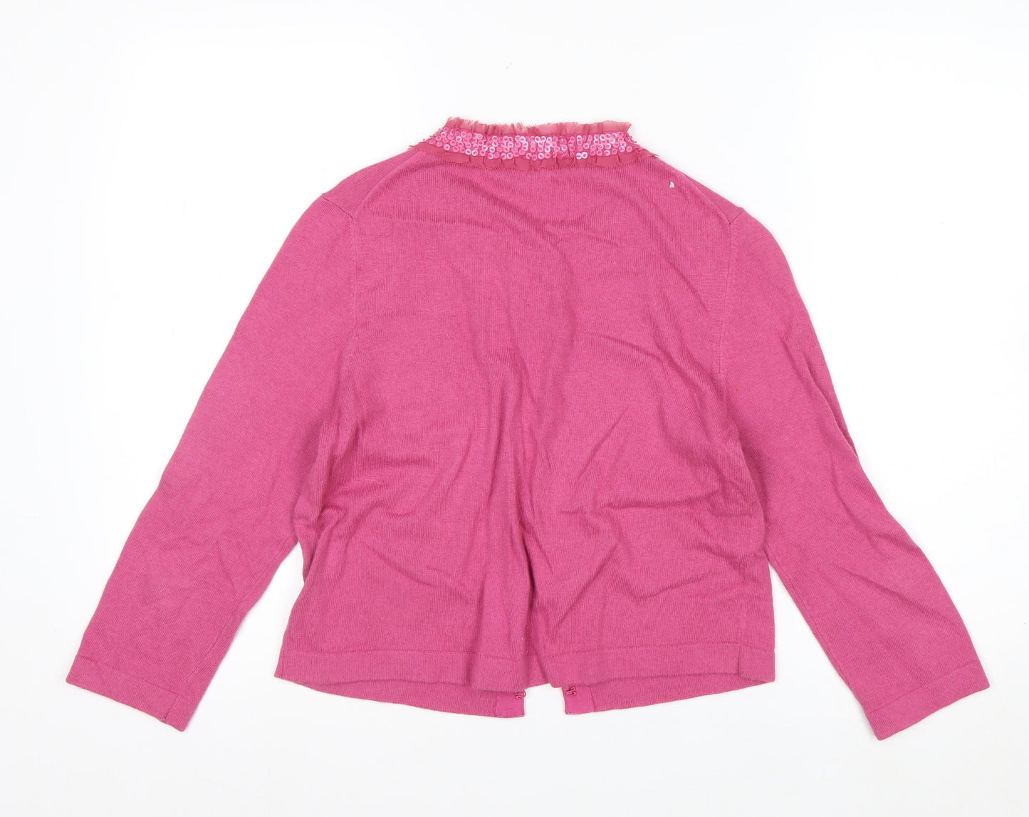 Boden Women’s Pink Sequin Trim Cardigan UK 12 Cotton Blend
