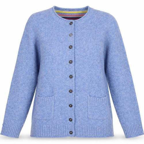 Arabella & Addison Women Blue Heart Elbow Cardigan Size 10 Wool Mix