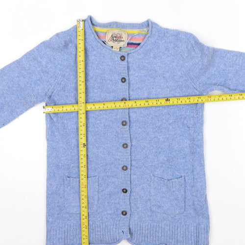 Arabella & Addison Women Blue Heart Elbow Cardigan Size 10 Wool Mix