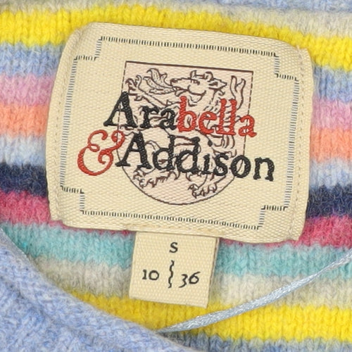 Arabella & Addison Women Blue Heart Elbow Cardigan Size 10 Wool Mix