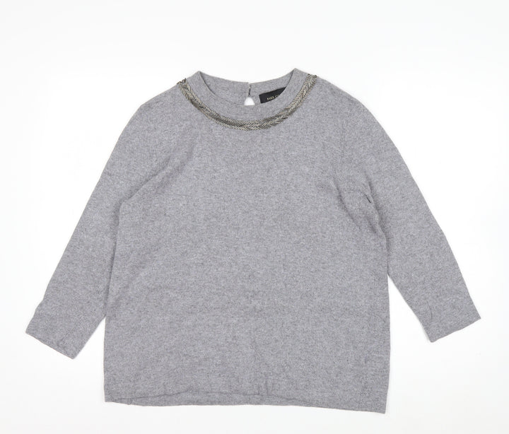 Paul Costelloe Women Grey Crew Neck Jumper Size 16 Cashmere Blend